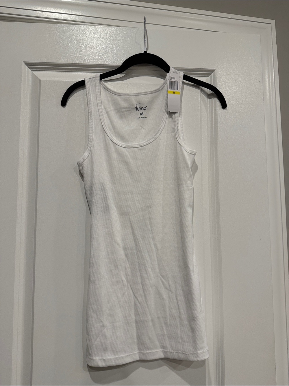 Felina White Ribbed Scoop Tank